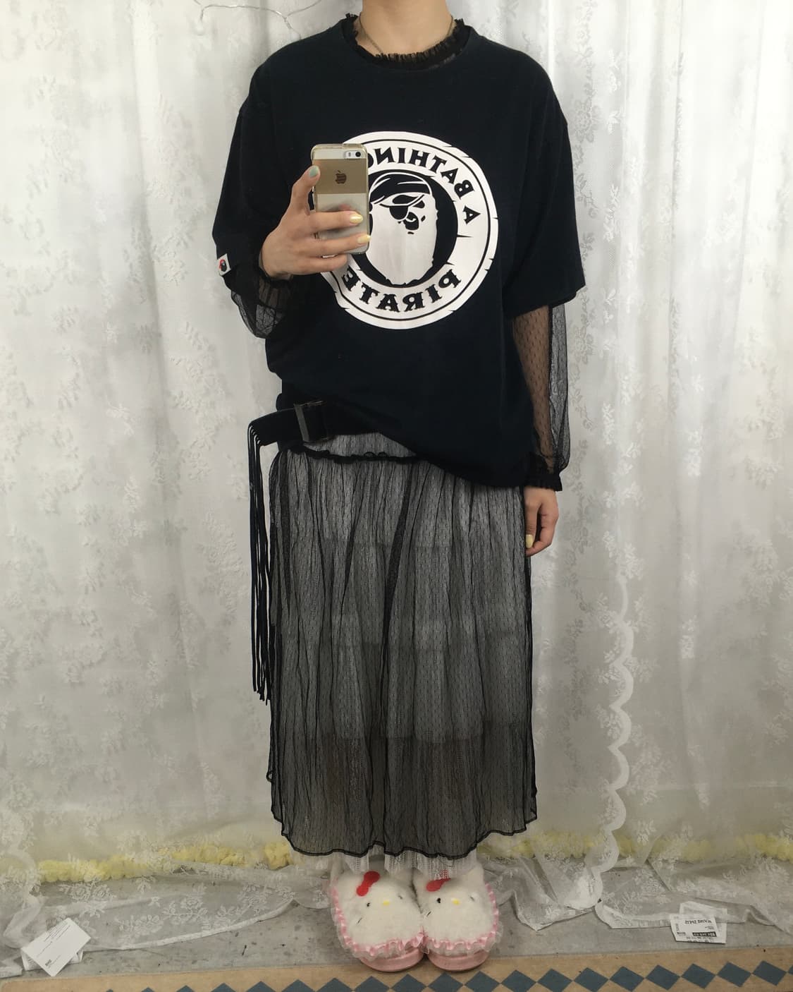 Black see-through layered dress 상품이미지7