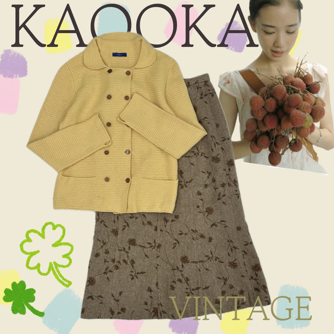 🍀하구미의 니트 코트 코디세트🍀 버튼 포인트 고딕풍 그런지 히피 상품이미지1