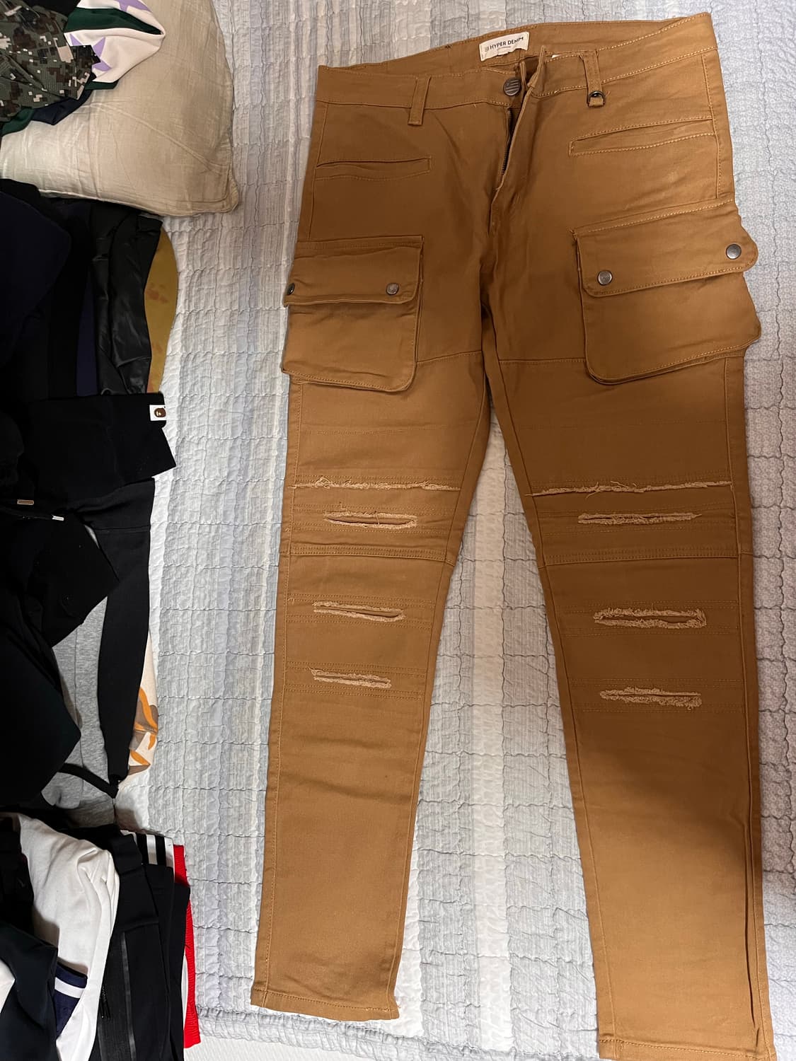 하이퍼데님 블랙 패치진 잿블랙이안진 카멜카고팬츠 일괄판매 상품이미지3