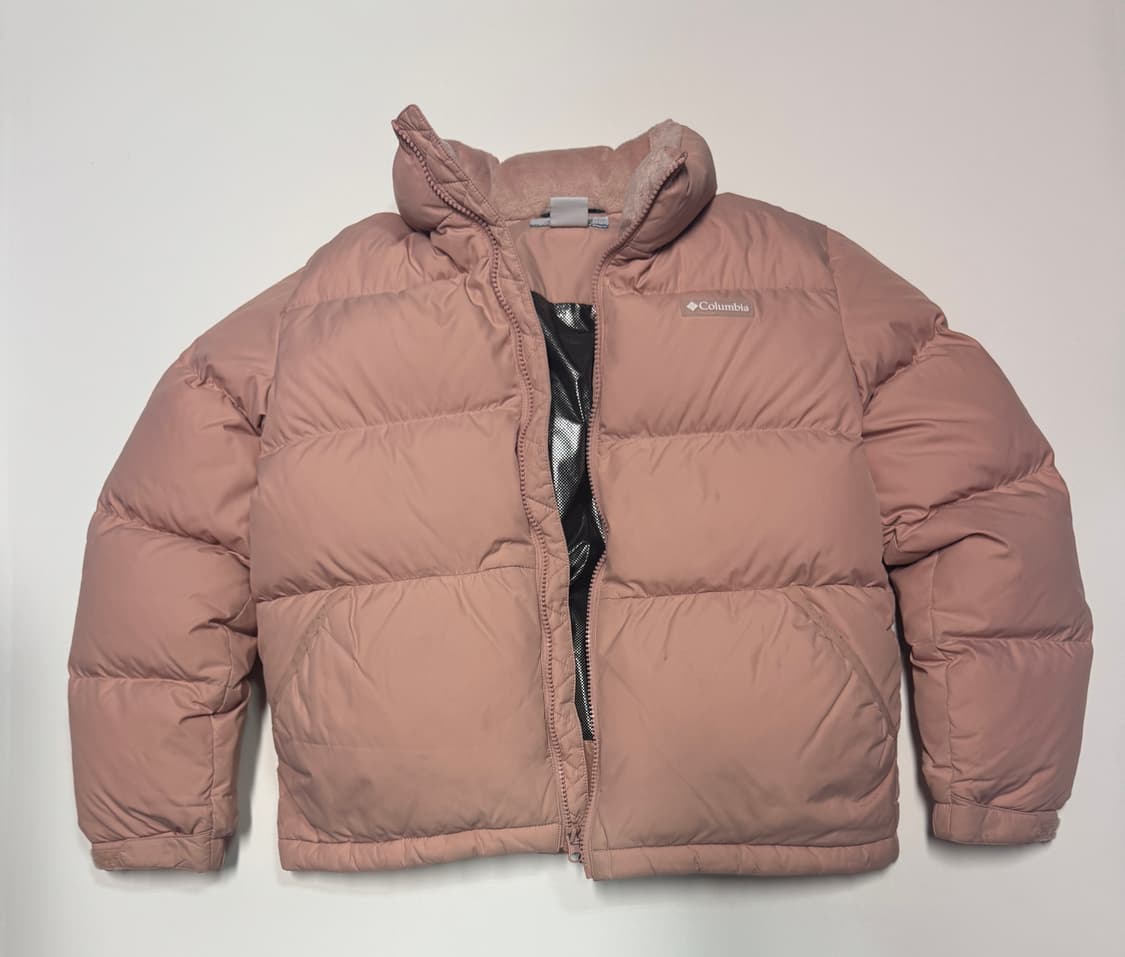 여성 키즈 컬럼비아 발열 핑크 구스다운 패딩 150 상품이미지1