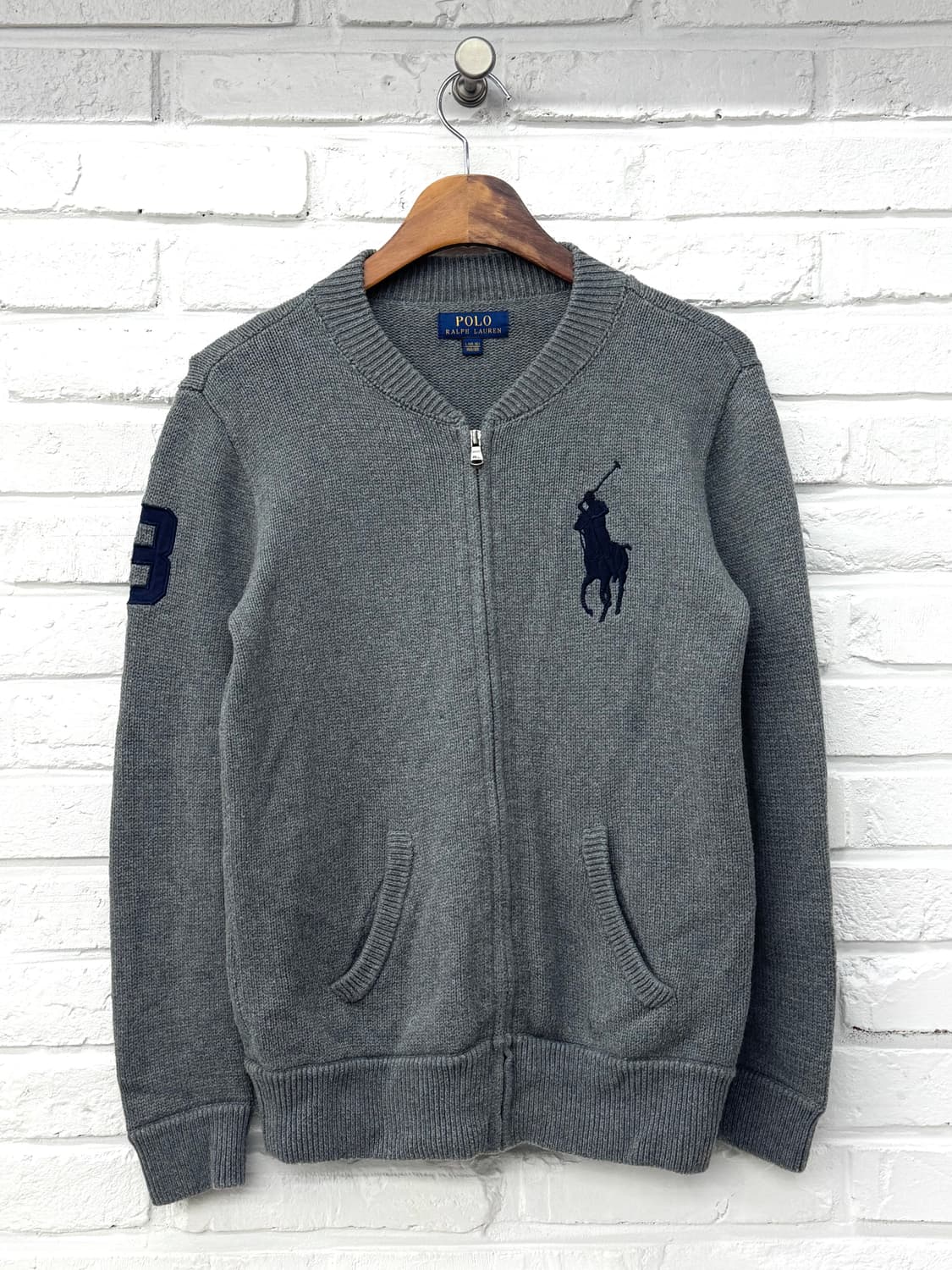 폴로 그레이 빅포니 집업가디건 상품이미지3