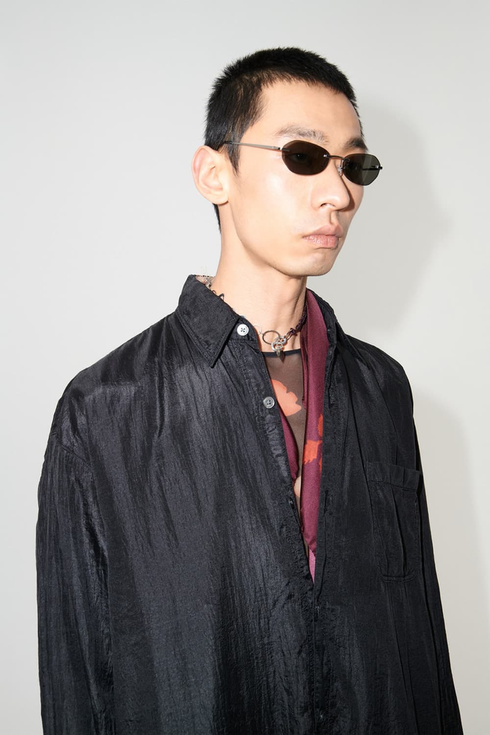 아워레가시 달링 셔츠 블랙 코튼 실크 36사이즈 상품이미지3