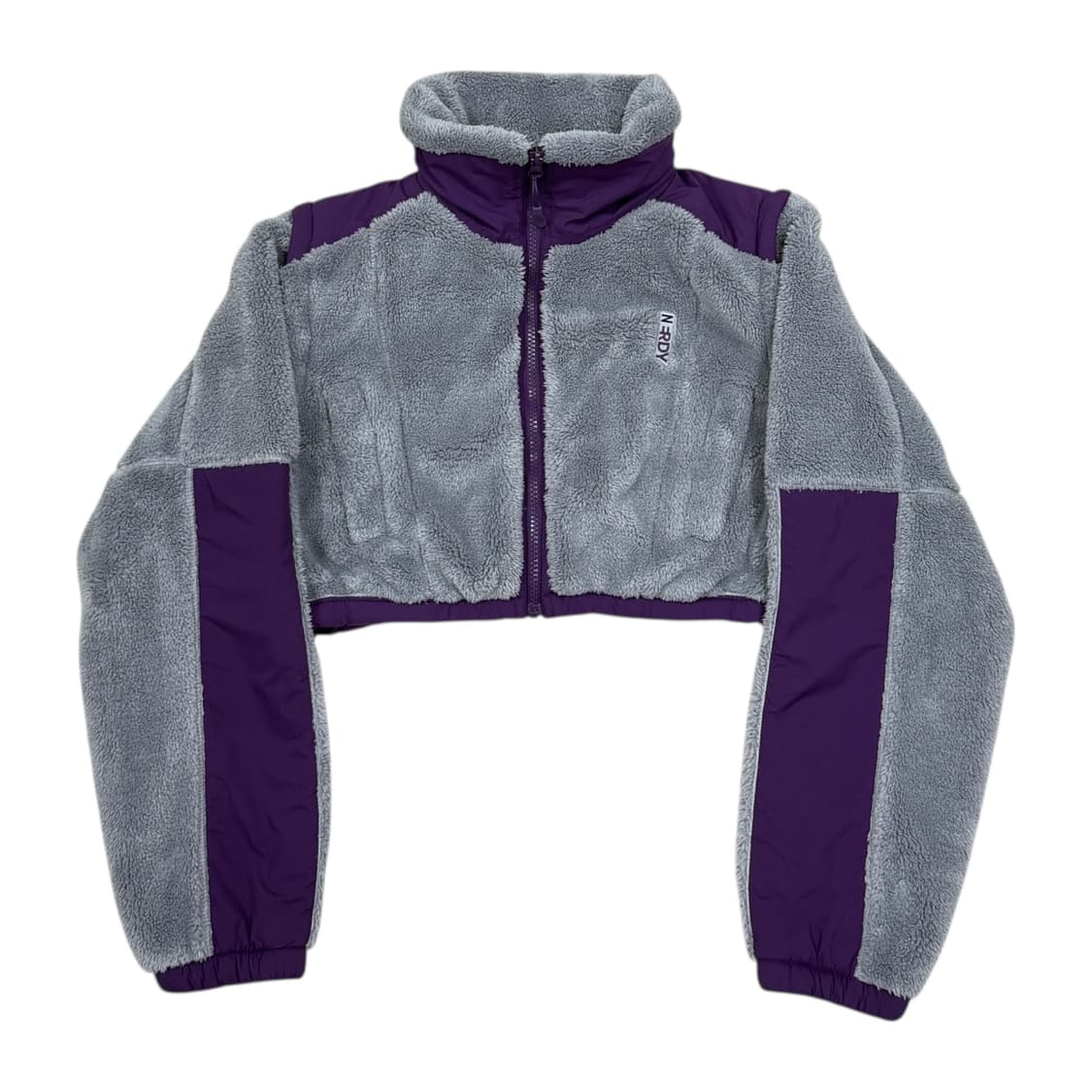 널디 우먼스 크롭 2WAY 블락 플리스자켓 그레이 XS 상품이미지1