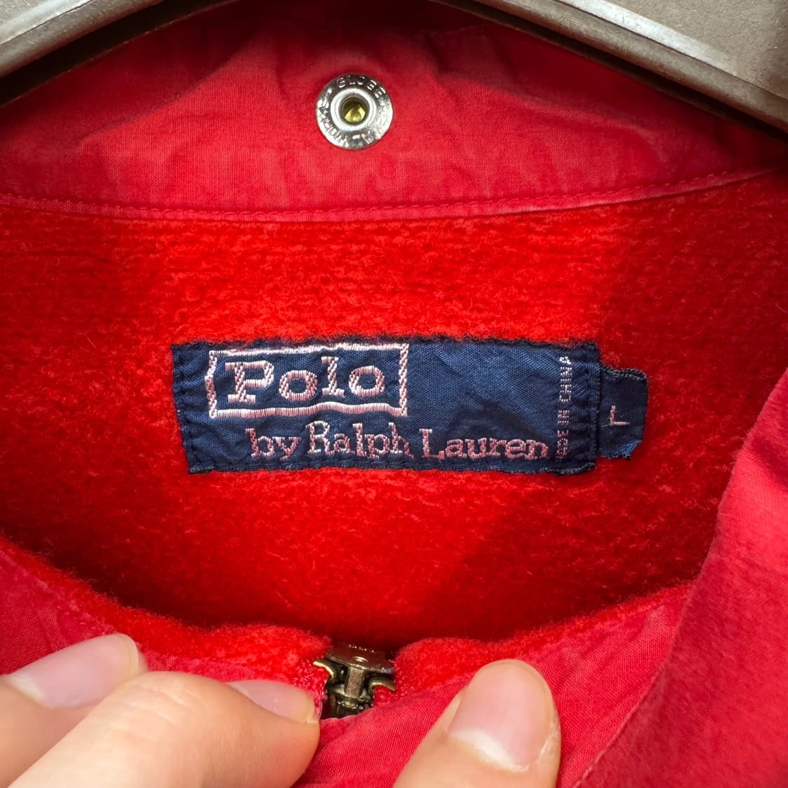 00s 폴로 랄프로렌 린넨 후드 트랙자켓 안감 플리스 디테일 레드 상품이미지6