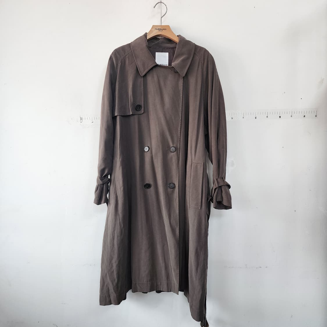 톰보이 더블 브라운 롱 트렌치 코트 상품이미지1