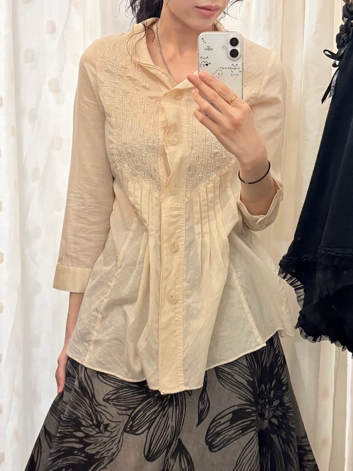 jpn vintage ivory ruffle blouse 상품이미지3