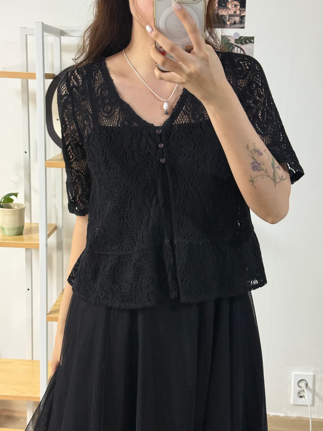 black 크로셰 가디건 상품이미지1