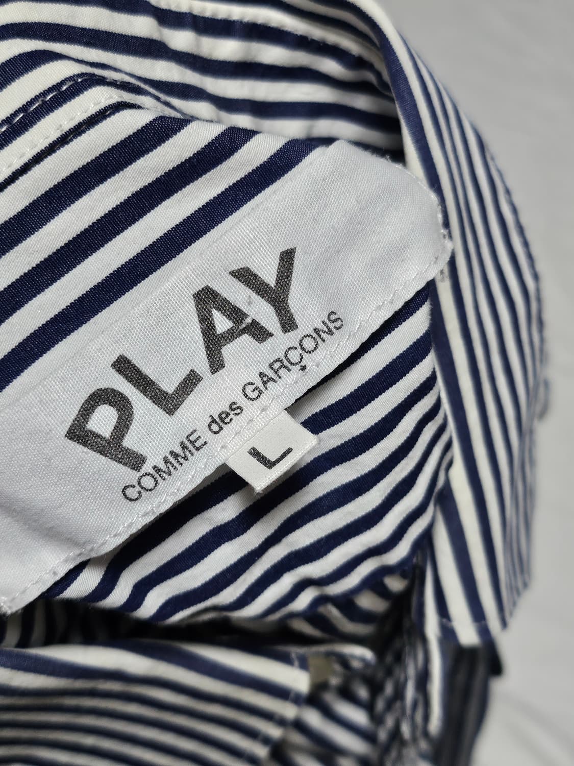 꼼데가르송 play 블랙 하트 스트라이프 셔츠 L 상품이미지4