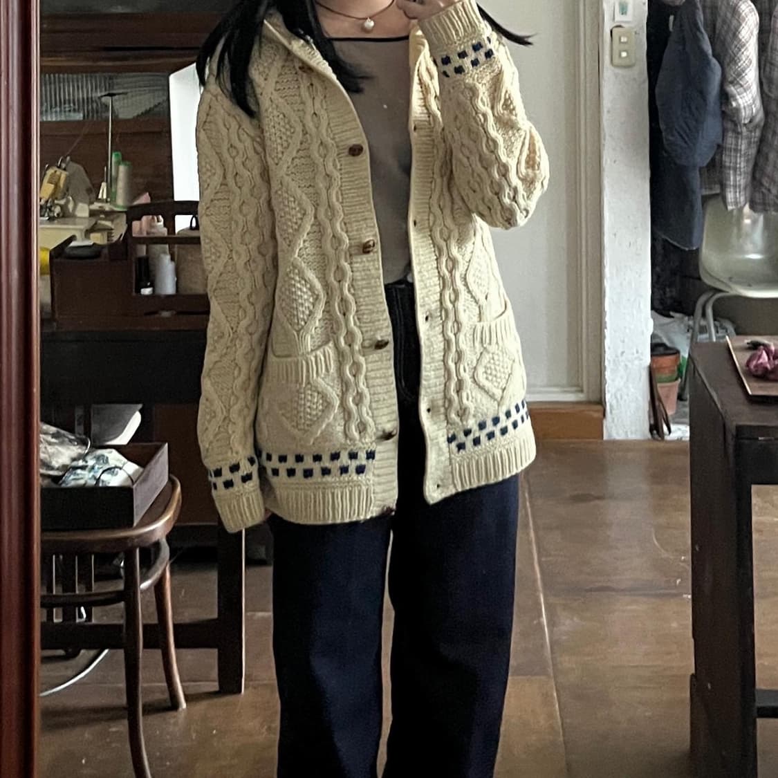 후드 니트 가디건 상품이미지8