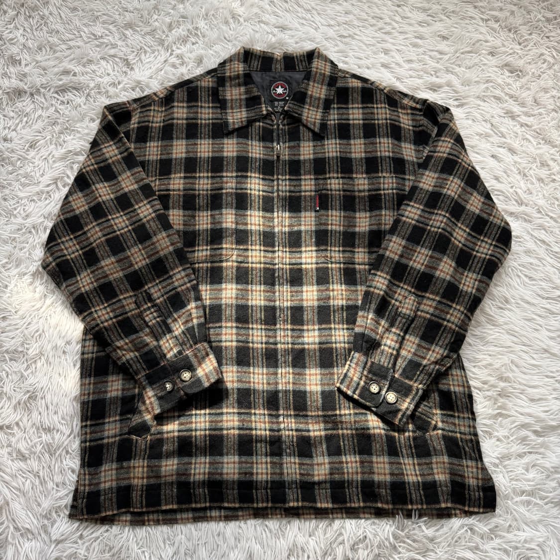 CONVERSE 일본빈티지 노드 체크 집업 체크 블루종 컨버스 겨울 자켓 상품이미지2