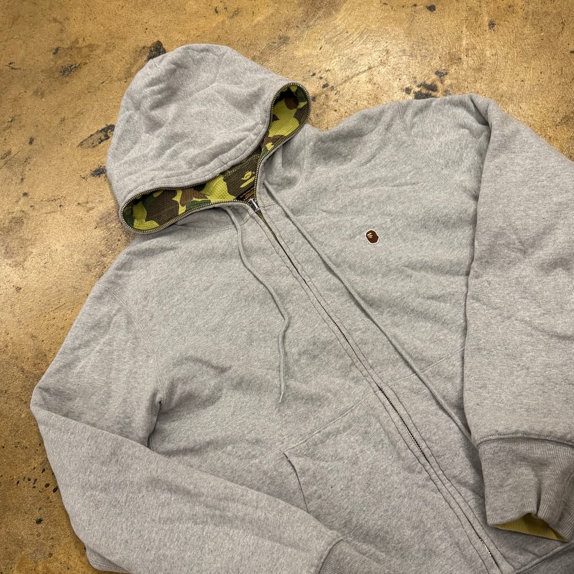 베이프 리버시블 양면 그레이 카모 밀리터리 풀 후드집업  상품이미지1