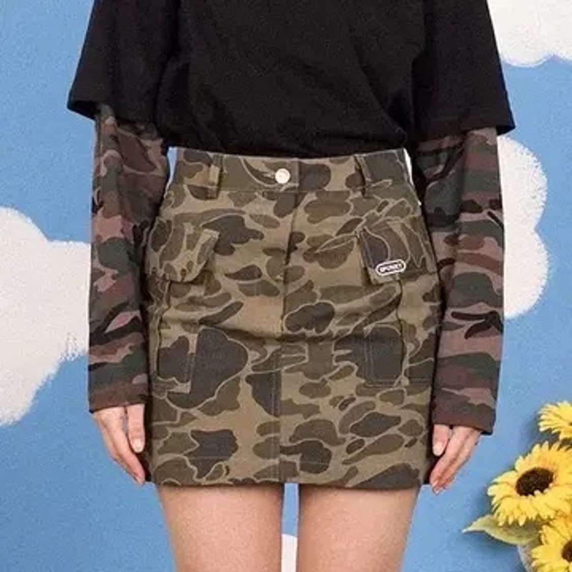 [새상품/단돈3500원] 스펑키 카모 밀리터리 봄 트윌 미니스커트 상품이미지3