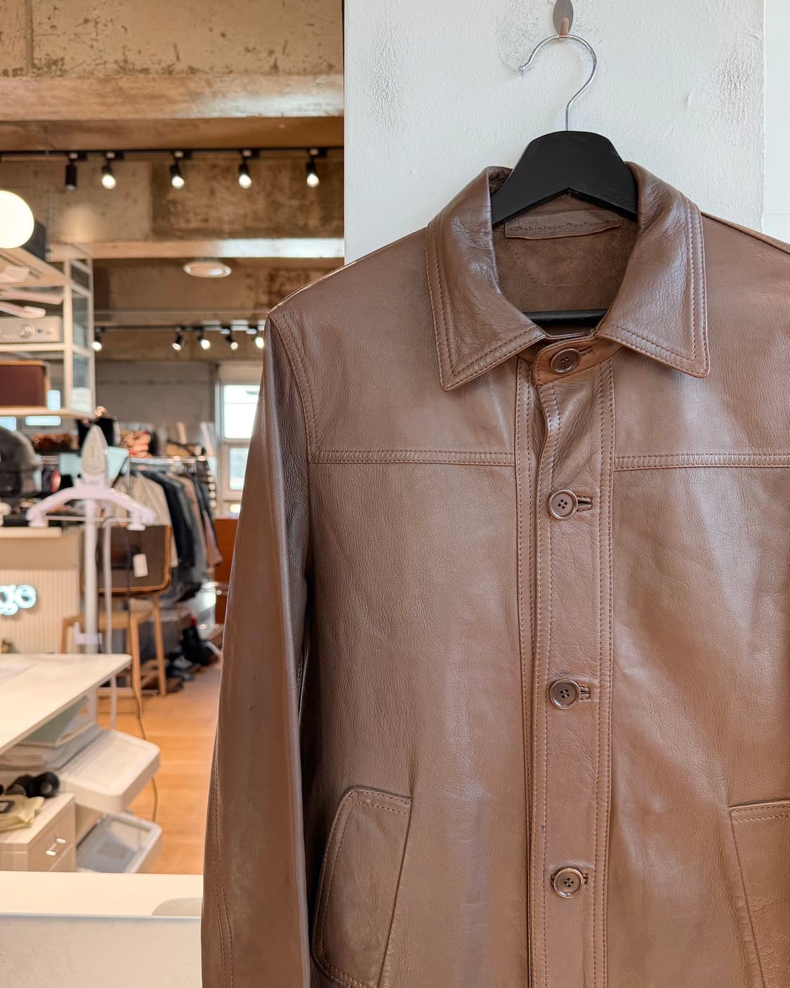 살바토레 산토로 브라운 쉽스킨 레더 자켓  상품이미지4