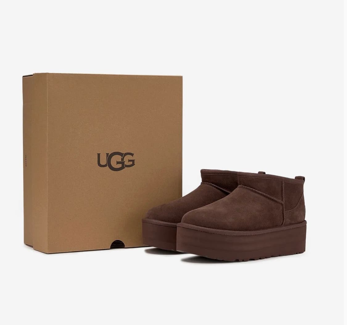 어그 플랫폼 초코컬러 스웨이드 레더 미니 플랫폼 부츠 (클래식 울 트라  상품이미지1