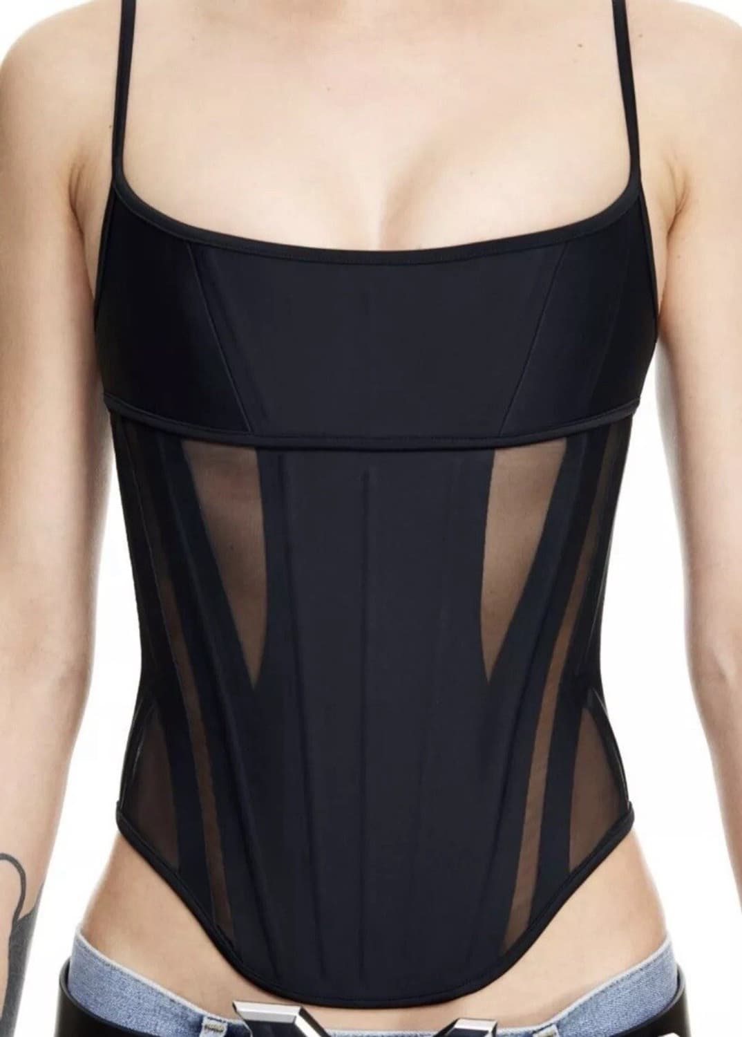 Mugler X H&M Mesh-paneled Corset Top 상품이미지3