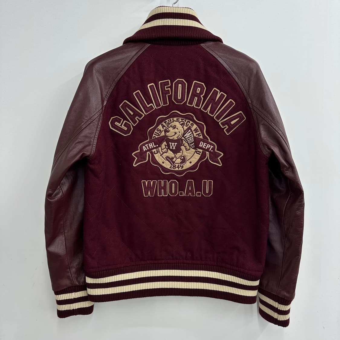 100 후아유 남자 리얼레더 울 바시티 자켓 상품이미지2