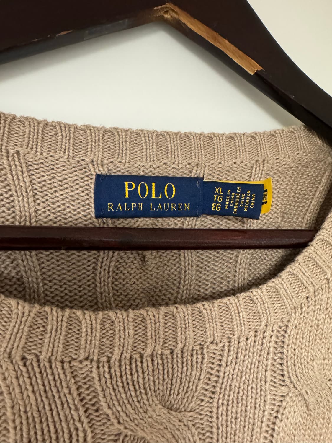 폴로랄프로렌 코튼 케이블 니트 스웨터 베이지 XL 상품이미지3