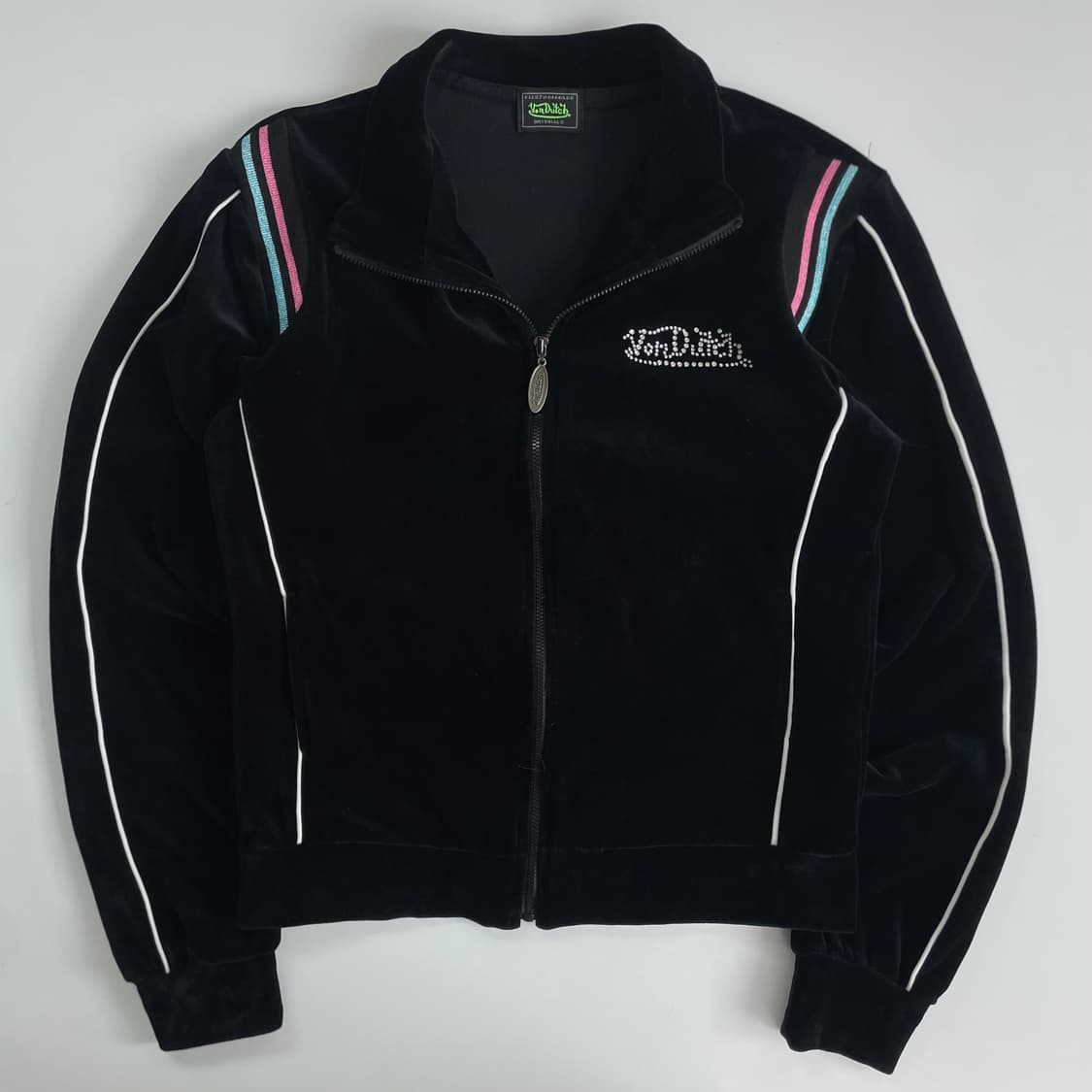 Von dutch 본더치 블랙 벨벳 비즈포인트 Y2K 트랙탑 져지 상품이미지1