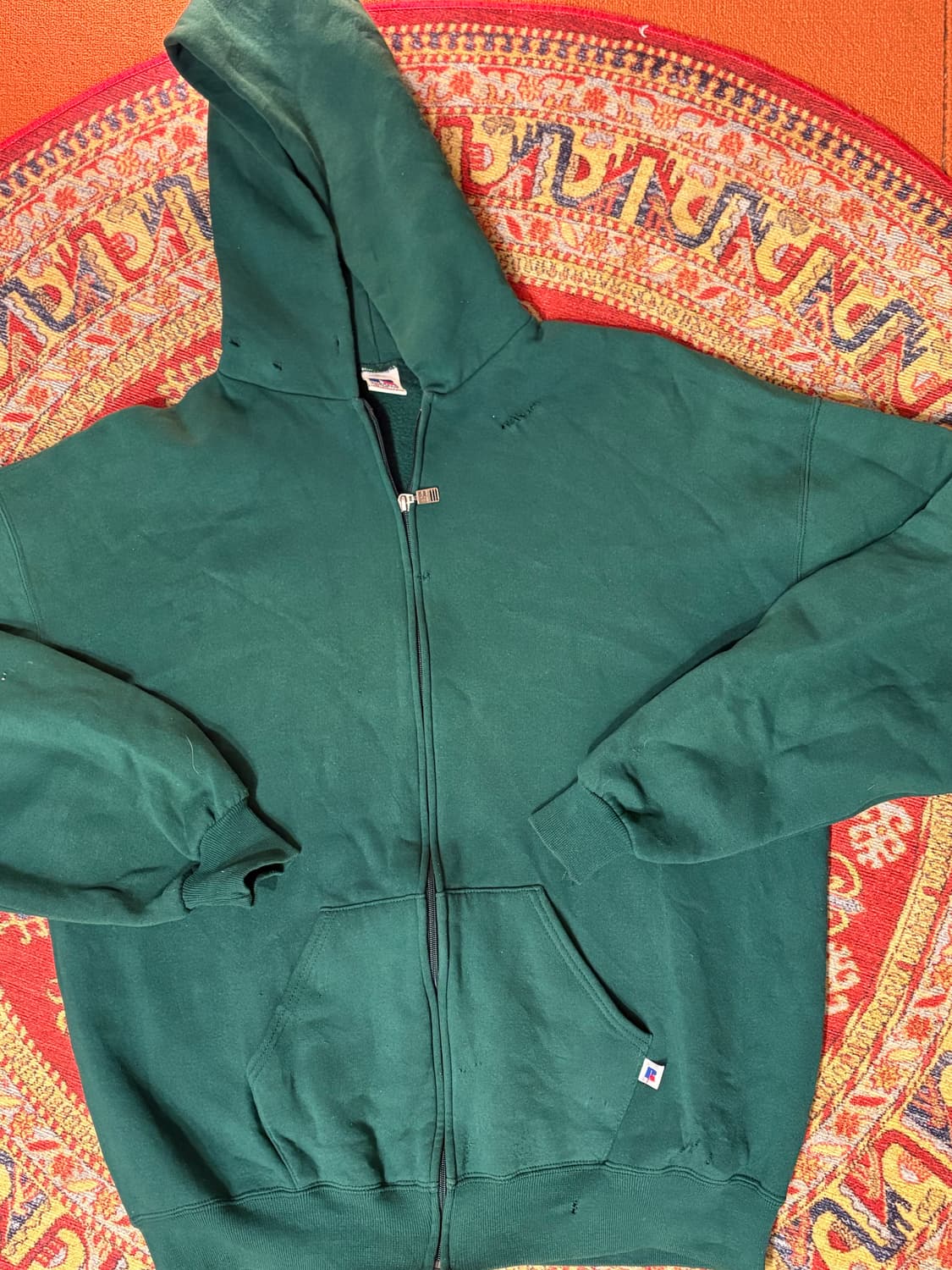 90s 미제 러셀 빈티지 후드집업 그린 상품이미지1