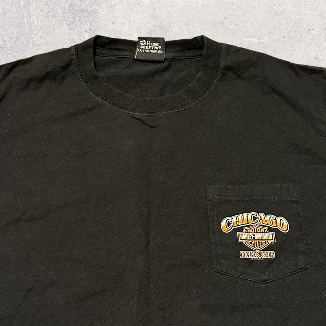 USA CHICAGO 할리 데이비슨 X 헤인즈 튜블라 포켓 반팔 티셔츠 상품이미지3