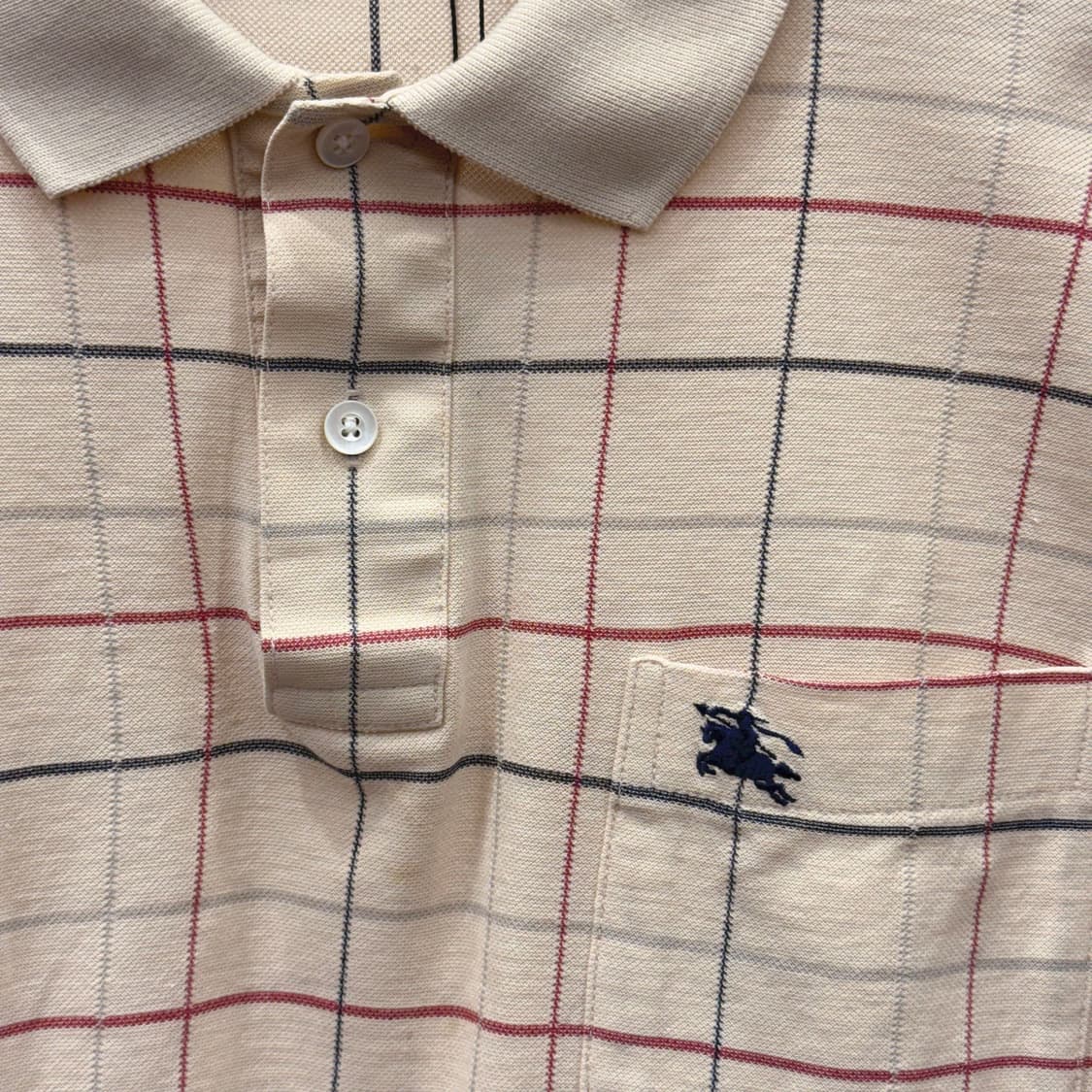 버버리 런던 체크 PK 긴팔 티셔츠 노바체크 카라티 베이지 상품이미지6