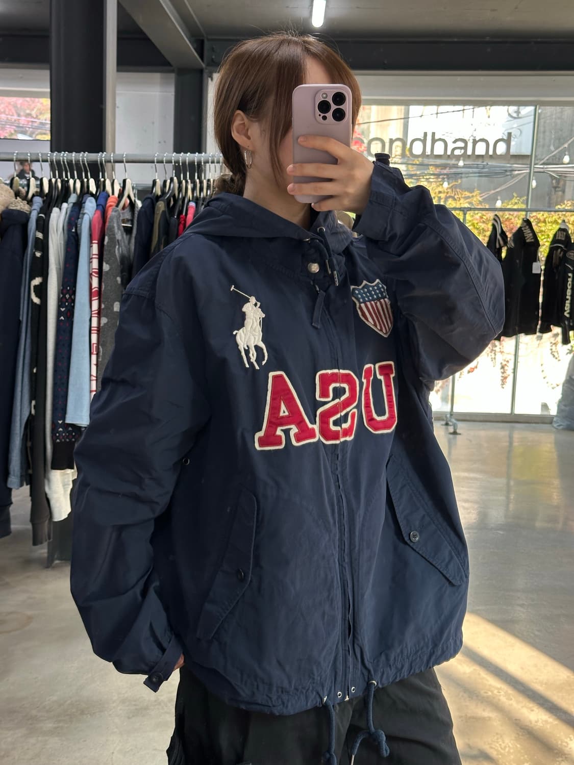 폴로 랄프로렌 USA 빅포니 코튼나일론 컴뱃자켓 네이비 상품이미지1