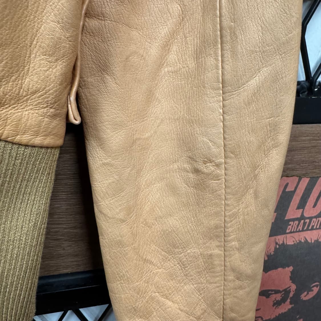 00s MCM 램스킨 크롭 레더 자켓 밑단 시보리 디테일 오렌지 상품이미지8