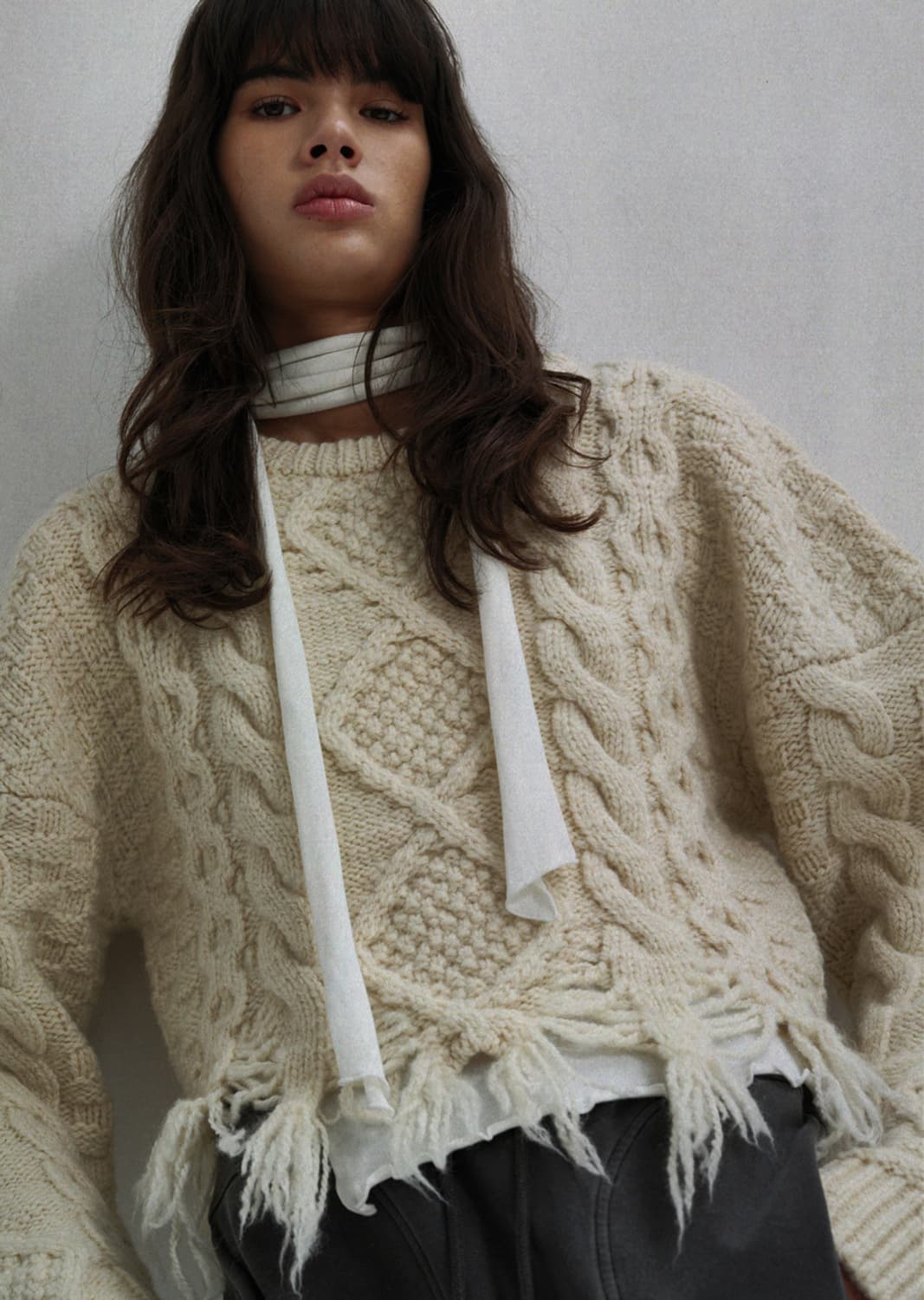 S/E/O 에스이오 CHUNKY CABLE SWEATER CREAM 상품이미지3