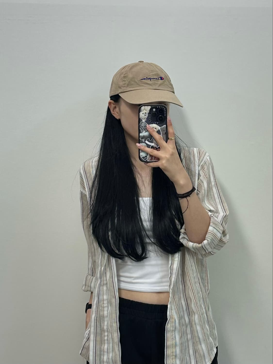 챔피온 자수로고 베이지 나일론 볼캡 상품이미지2