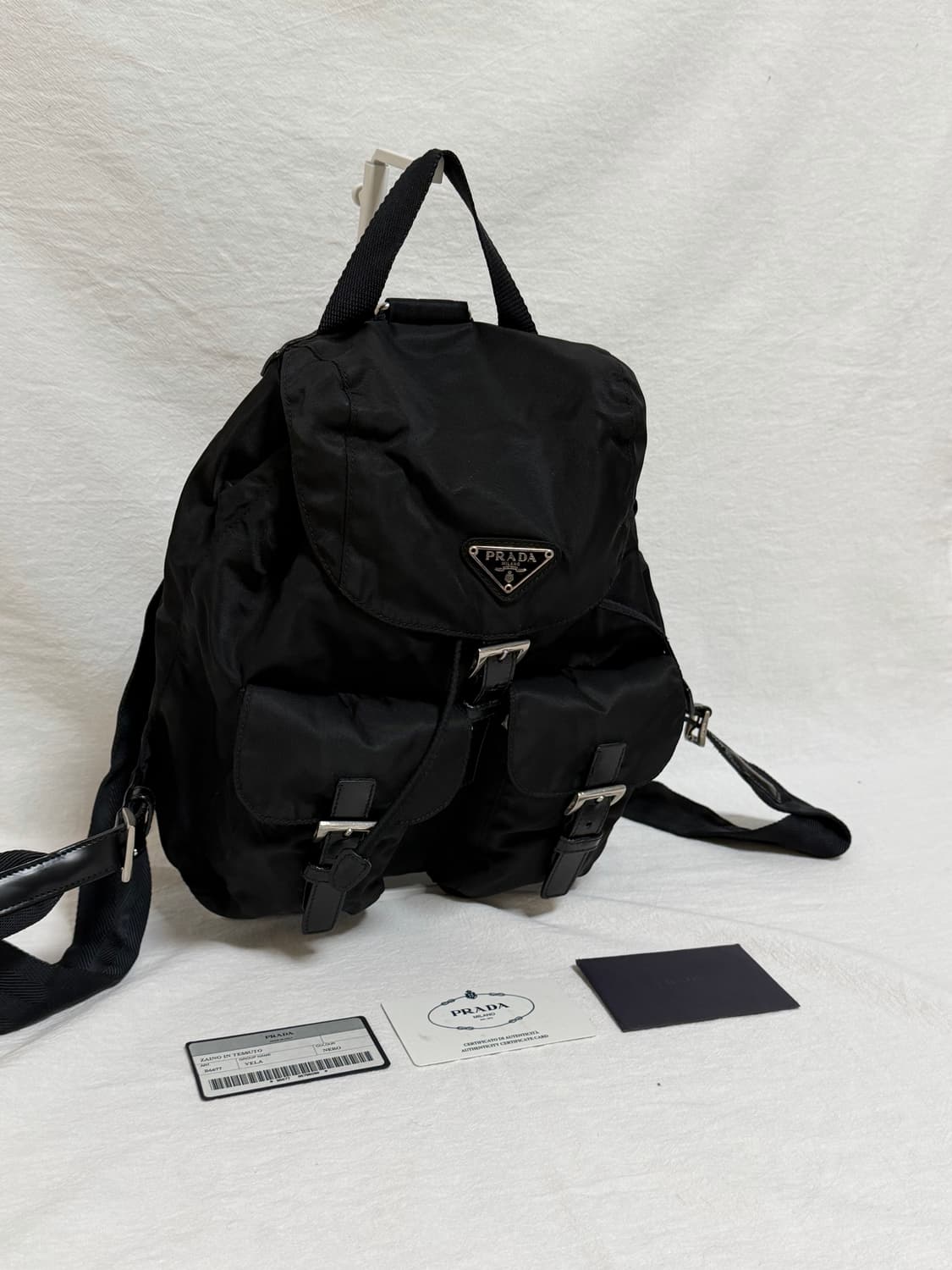 (A급)정품 프라다 포코노 나일론 투포켓 스몰 백팩 블랙(게런티있음) 상품이미지3