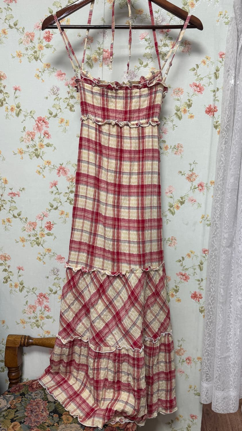 빈티지 체크 슬리브리스 원피스 상품이미지2