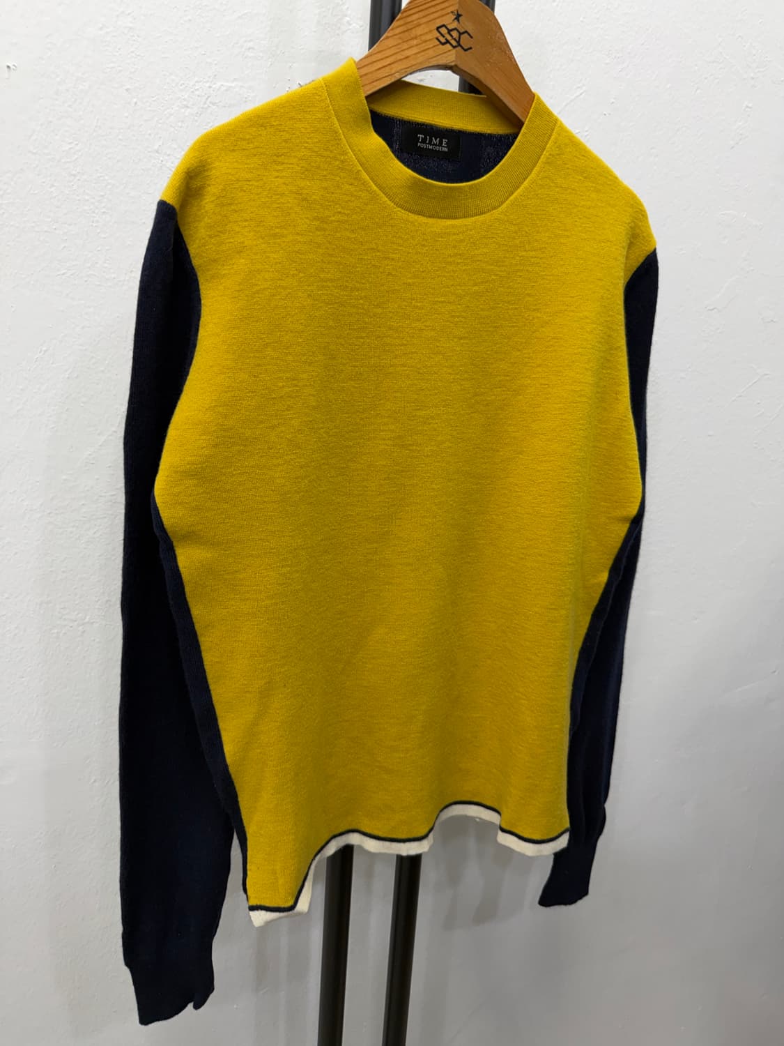 정품) TIME 타임 한섬 옐로우 배색 니트 90F 상품이미지2