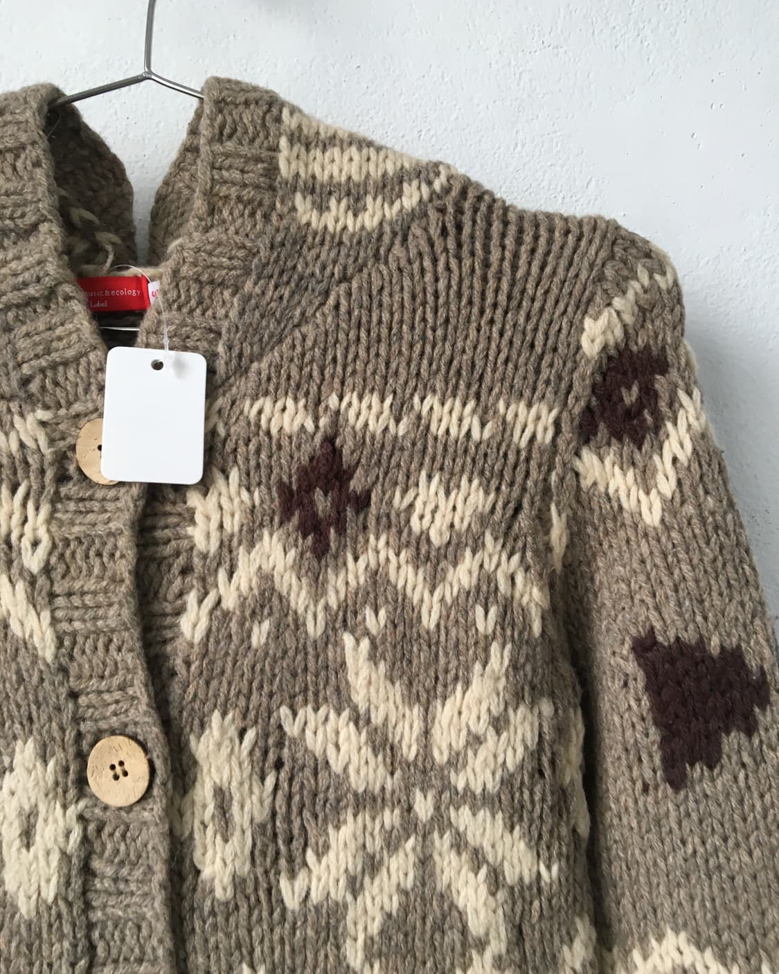 Nordic pattern hood knit cardigan 상품이미지4