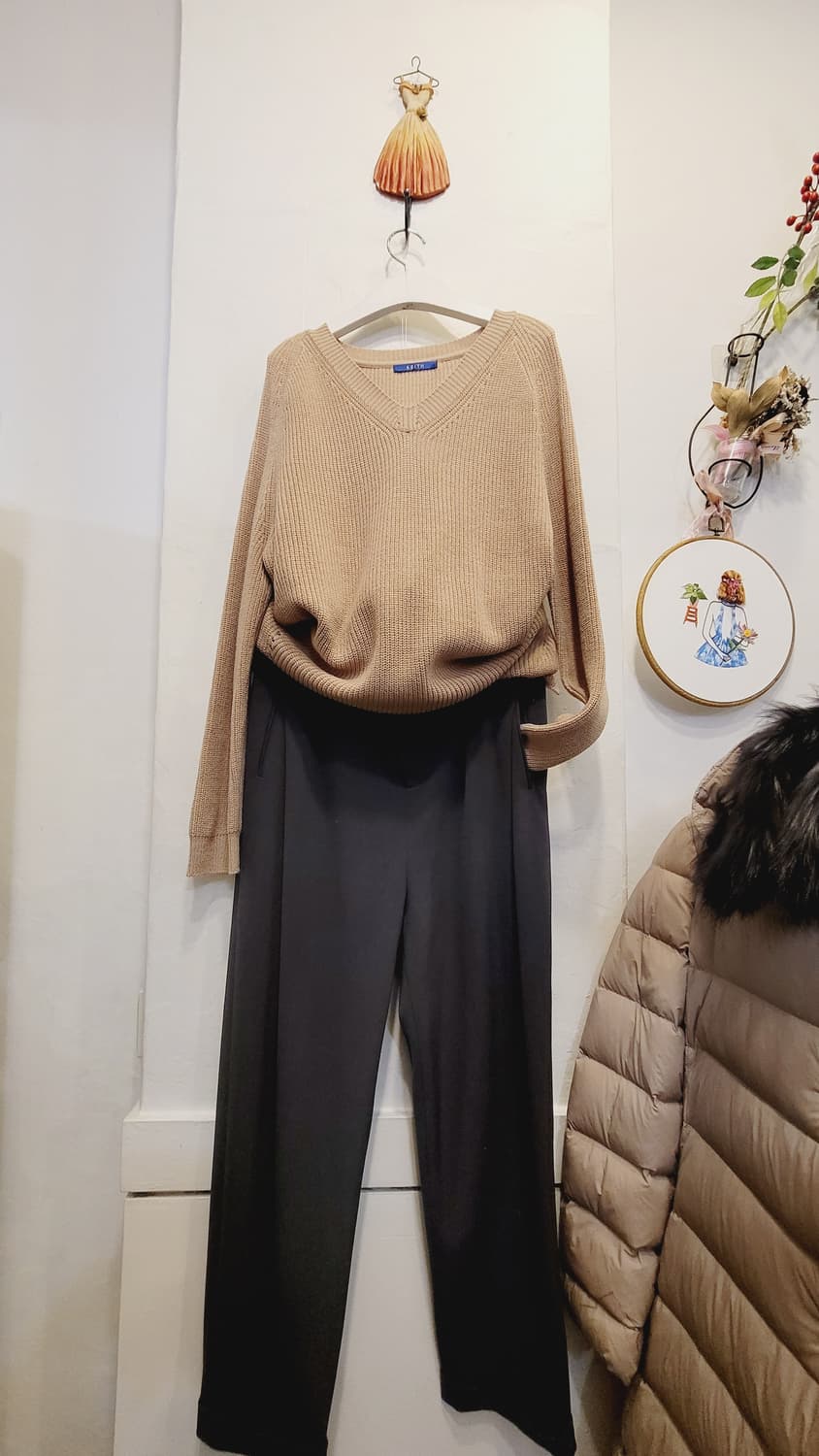 키이스 순모 베이지 니트 상품이미지1