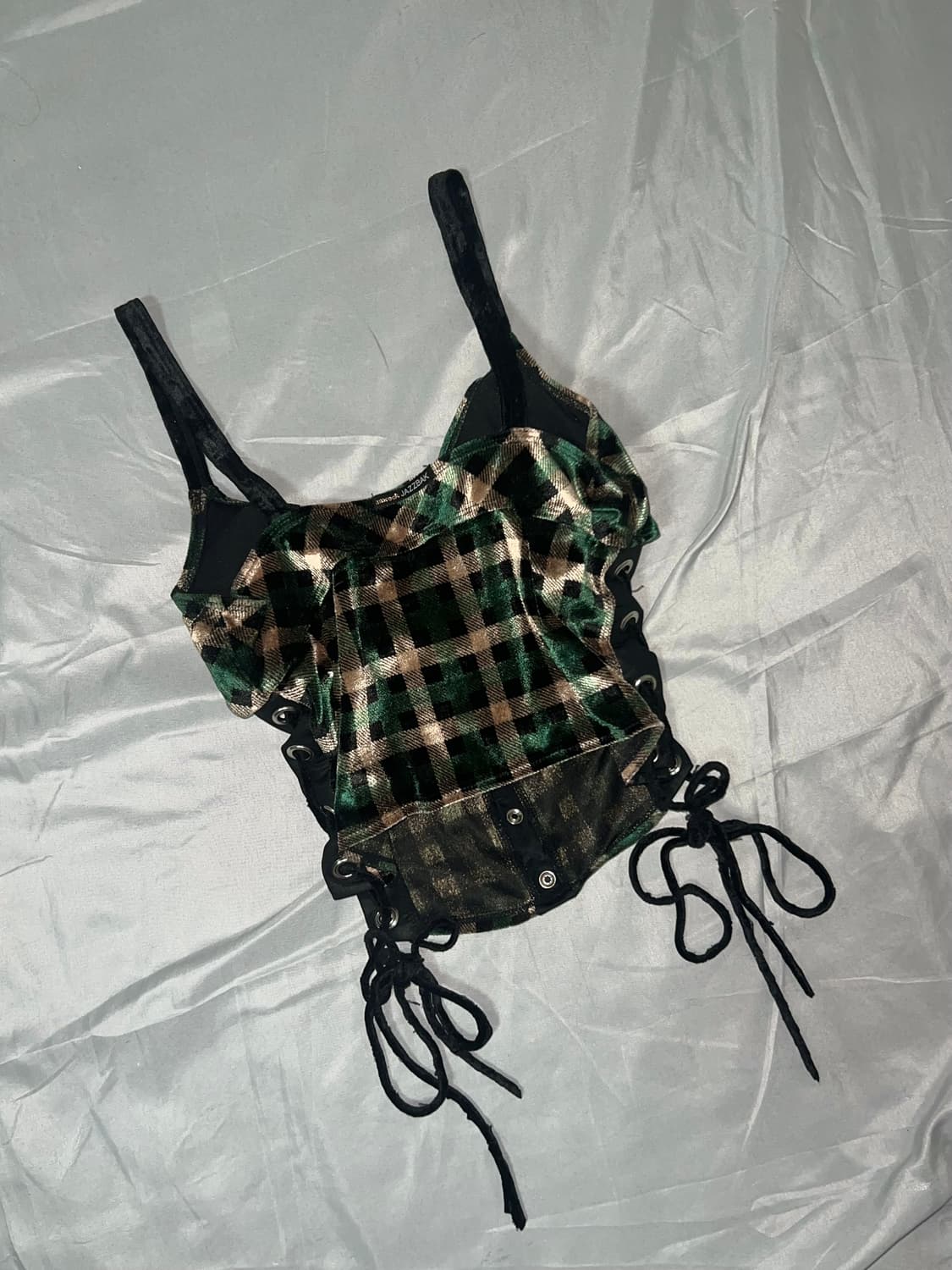 ✨vintage punk velvet sleeveless 아일렛 체크✨ 상품이미지2