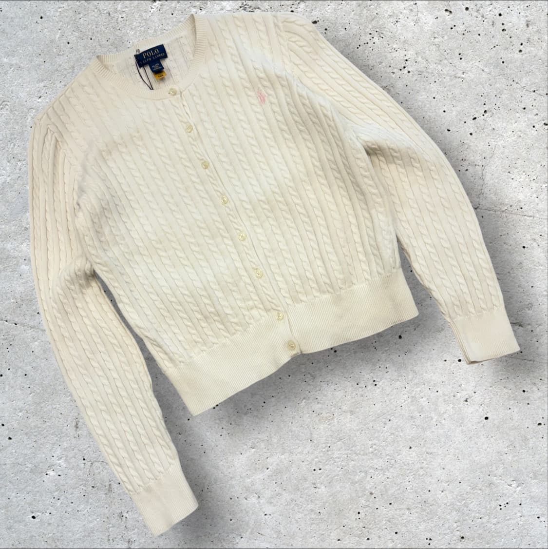 [XL] 폴로 랄프로렌 큐알 케이블 니트 가디건 아이보리 C728 상품이미지1