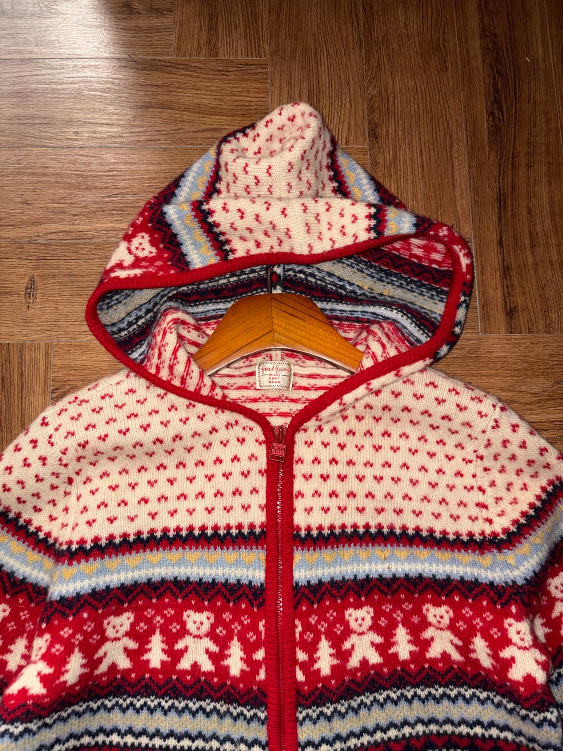 크리스마스 후드 울 니트집업 상품이미지5