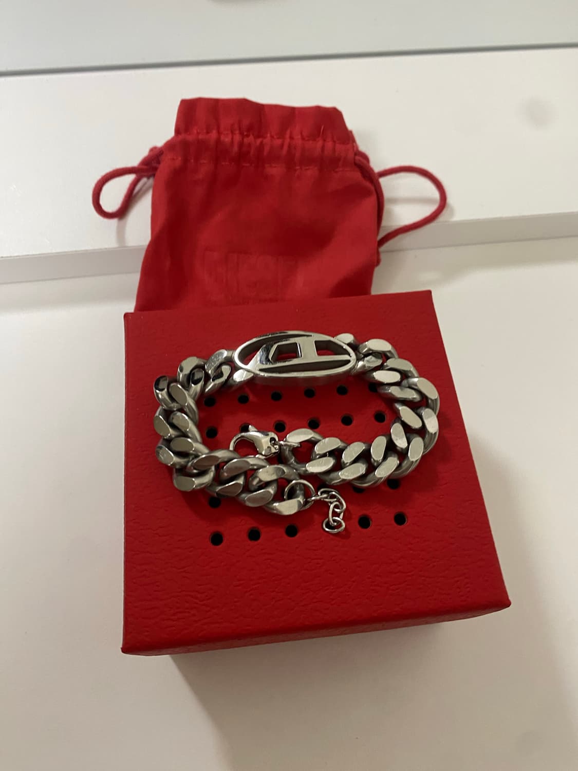 디젤 팔찌 스테인리스 스틸 체인 브레이슬릿 실버 상품이미지2