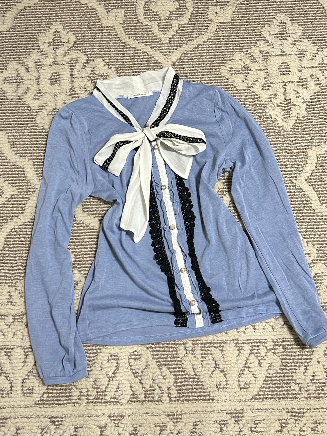 엑시즈팜 대장 왕리본 레이스 블라우스 라떼갸루 히메가루 모리페어리 상품이미지1