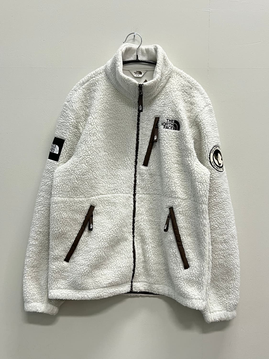 노스페이스 화이트라벨 양털 플리스 셰르파 집업 자켓 아이보리/브라운 상품이미지2