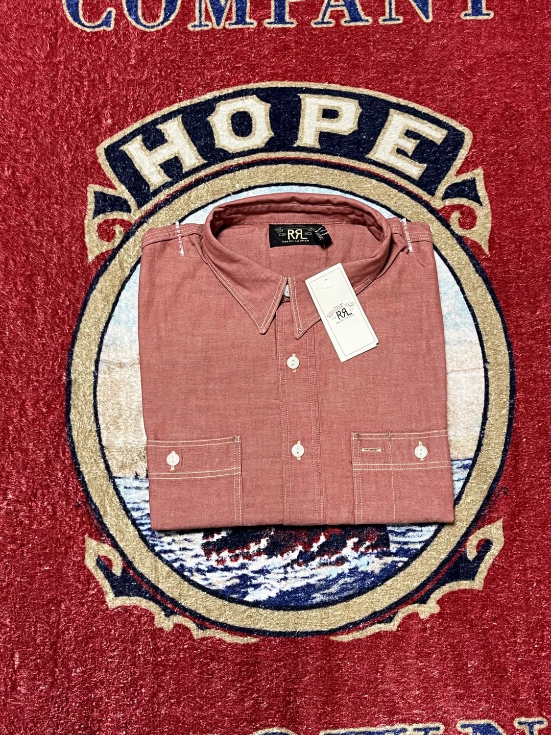 더블알엘 (RRL) 셀비지 디테일 샴브레이 워크셔츠 반팔 상품이미지1