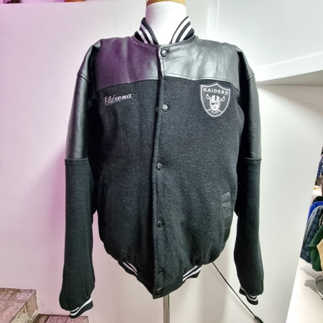 레이더스 블랙 레더 바시티 자켓 110 상품이미지1