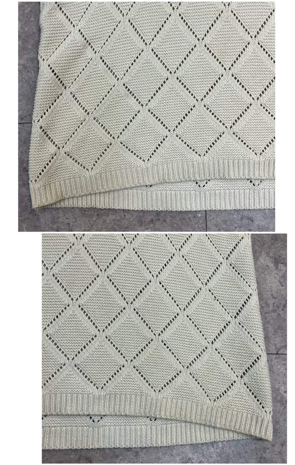 애프터프레이 크로쉐 카라 반팔 니트 아이보리 L #csz4128 상품이미지6