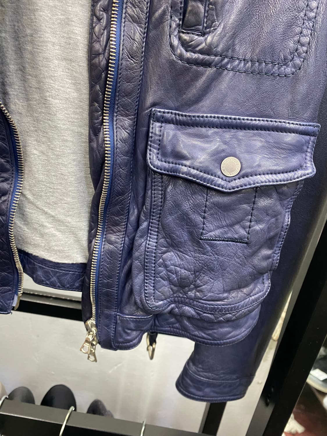 Neil Barret Blue Leather Jacket 상품이미지3