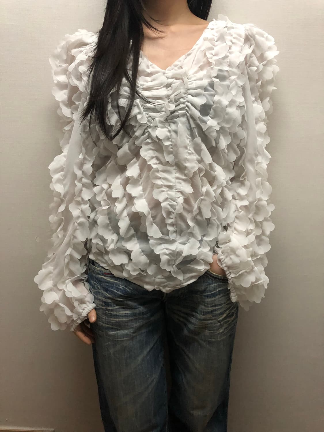 빈티지 화이트 프릴 블라우스 상품이미지1