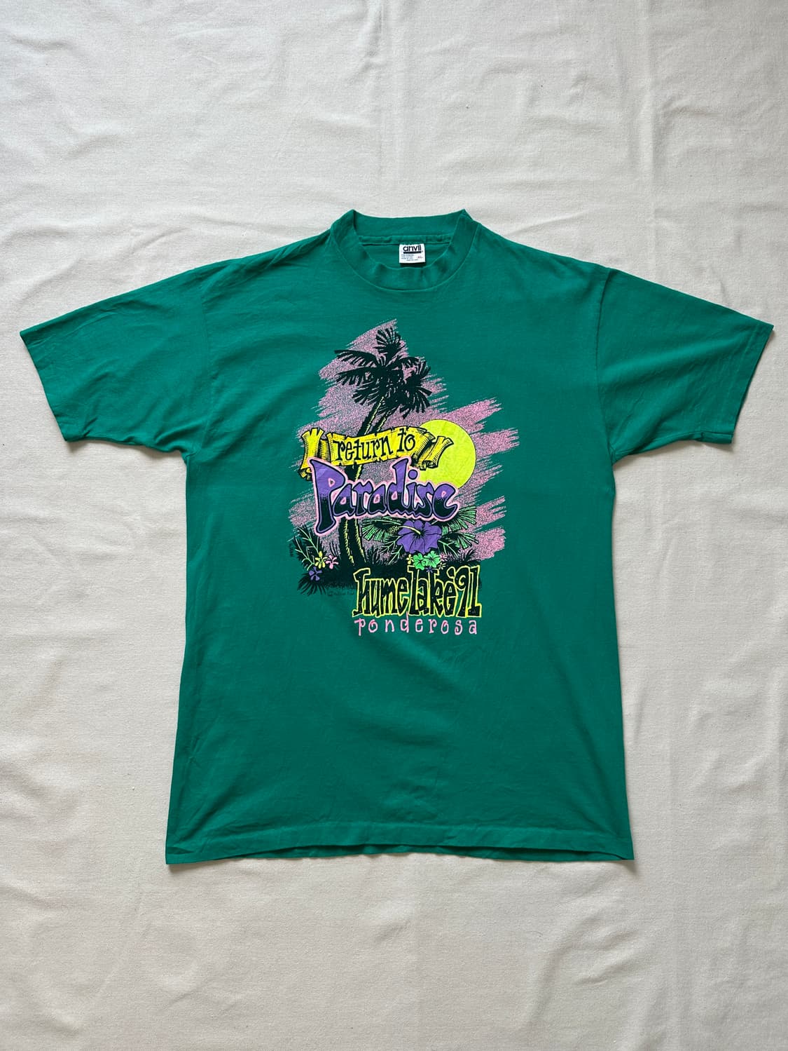 Anvil 90s USA 트로피컬 그린 파라다이스 그래픽 티셔츠 XL 상품이미지1