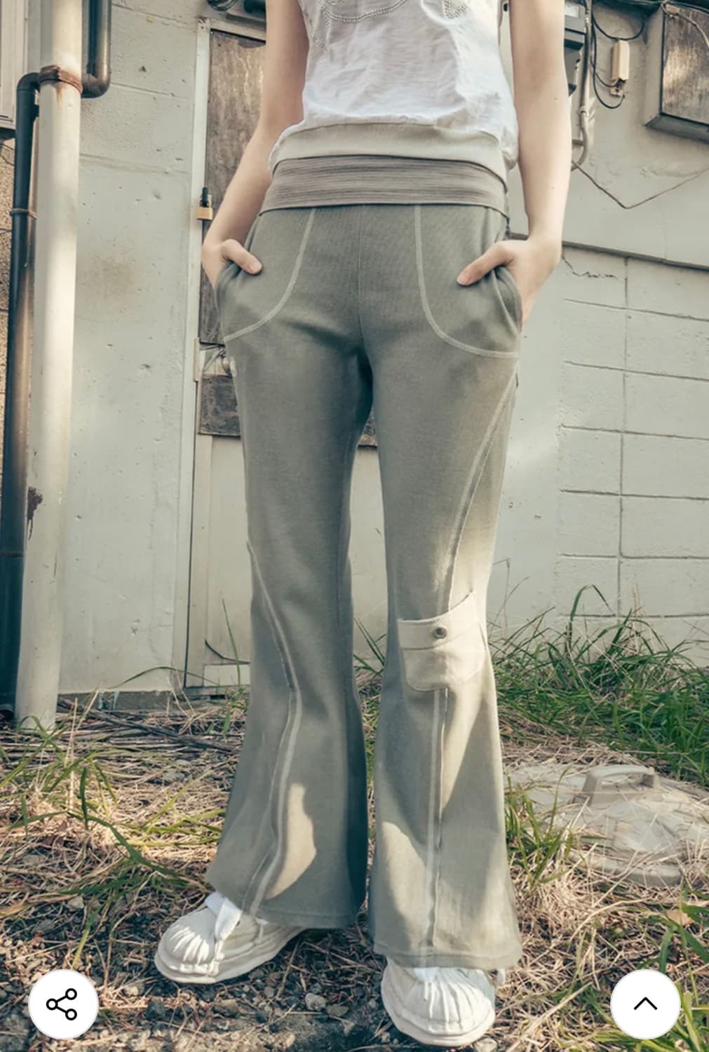 허그유어스킨 피그먼트 부프컷 팬츠 카키  상품이미지2