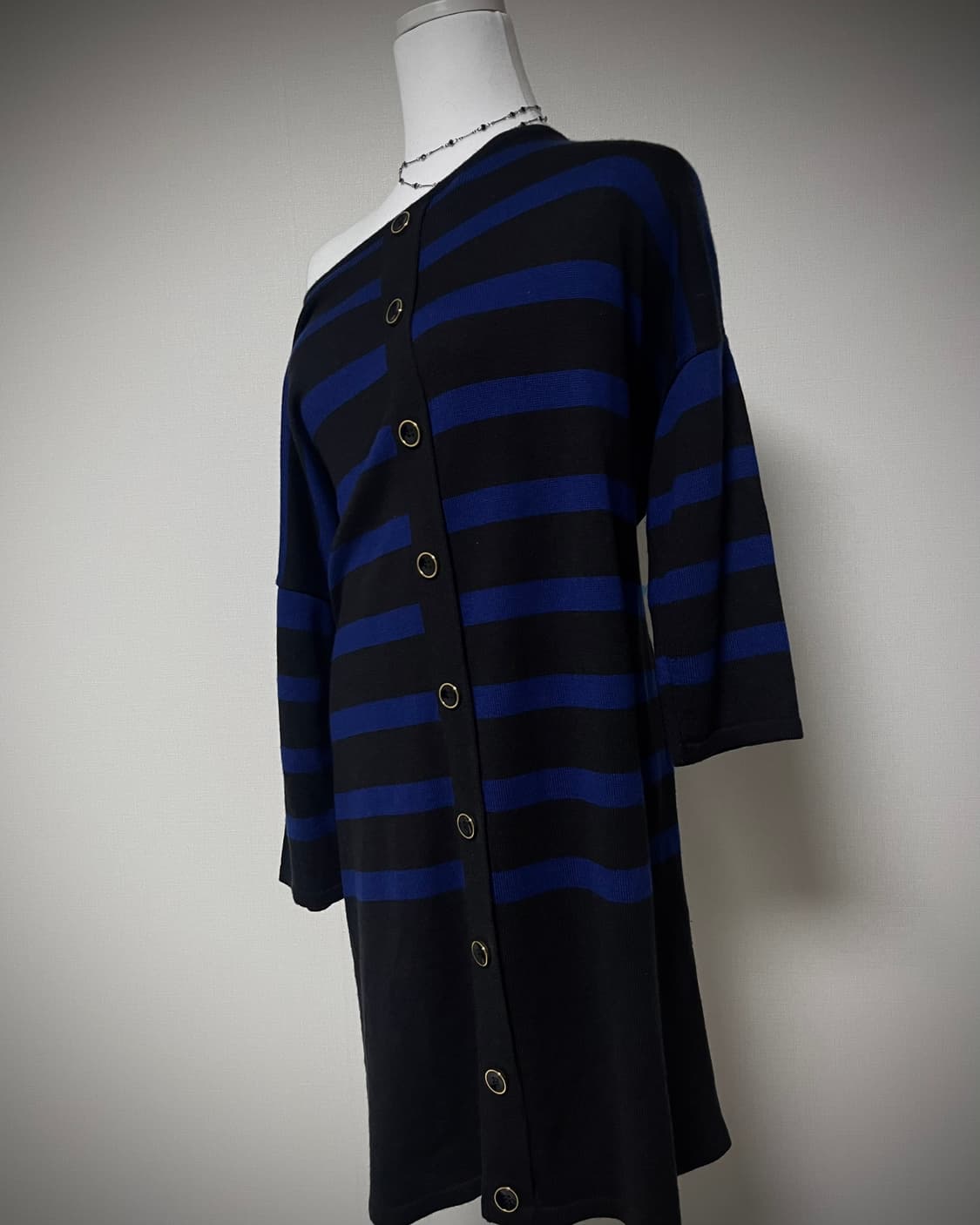 Boogie 오네갸루 블루 스트라이프 니트 원피스 상품이미지1