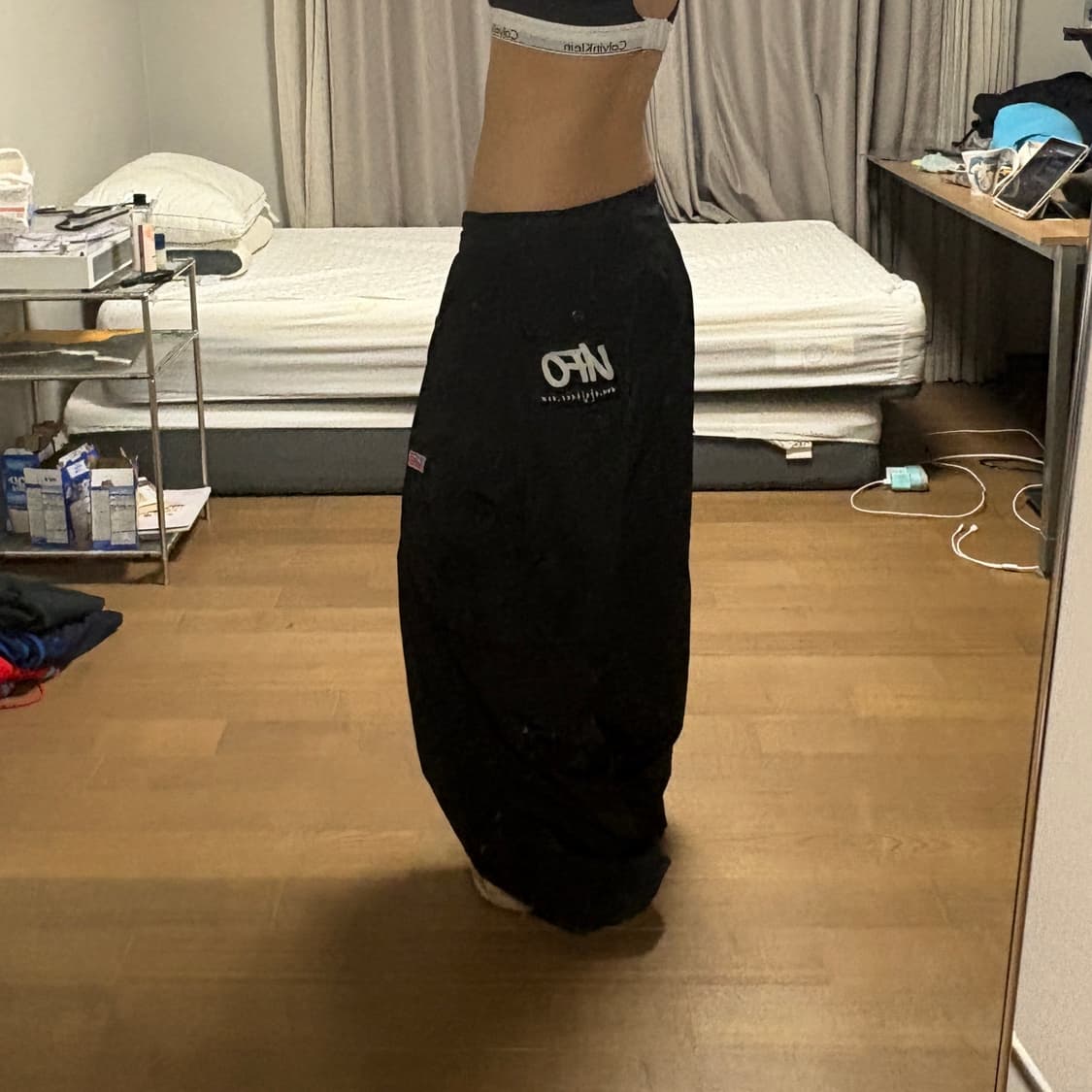 UFO 나일론 블랙 카고 팬츠 상품이미지2