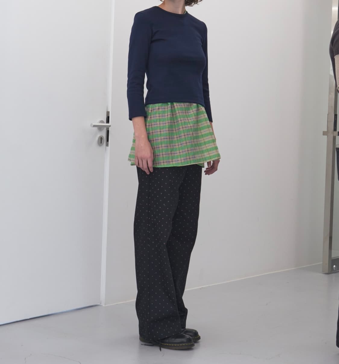 시어 체크 슬리브리스탑 - Green 상품이미지3